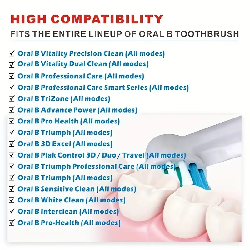 رؤوس متوافقة مع فرشاة الأسنان الكهربائية Oral-B – عبوة من 8 قطع
