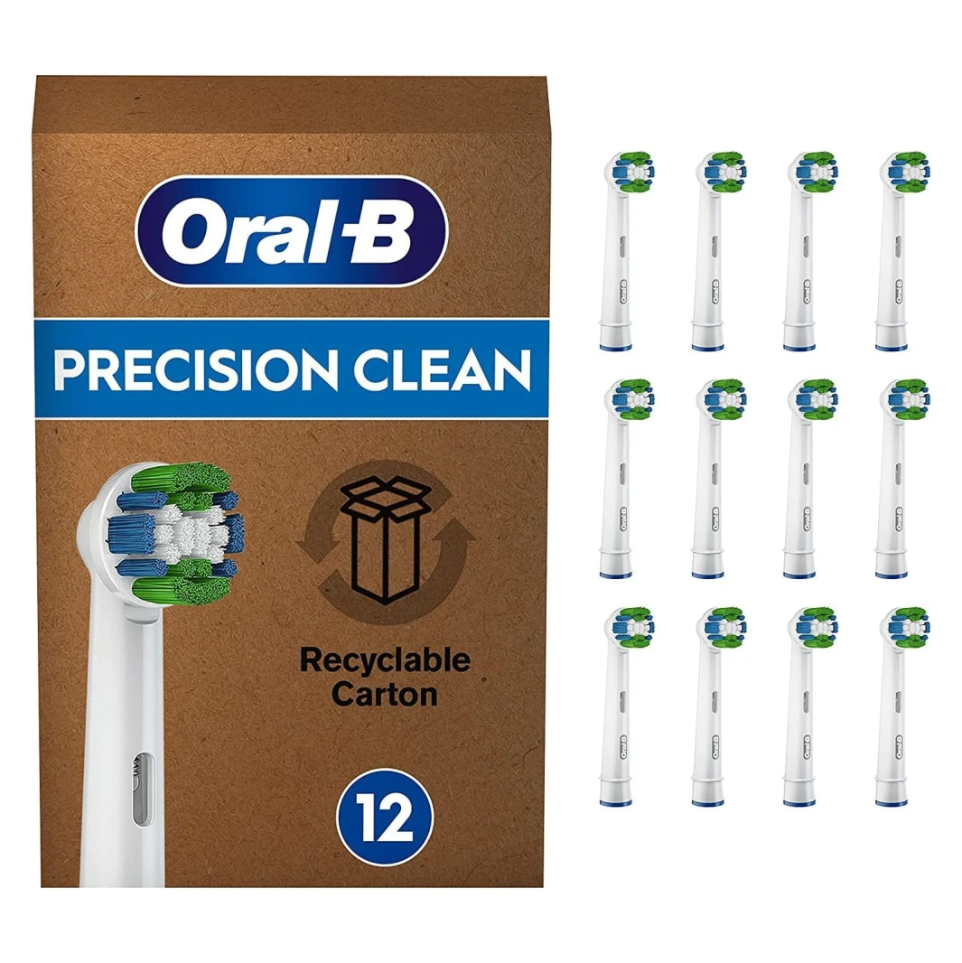 رؤوس فرشاة الأسنان الكهربائية Oral-B Precision Clean بتقنية CleanMaximiser – عبوة من 12 قطعة