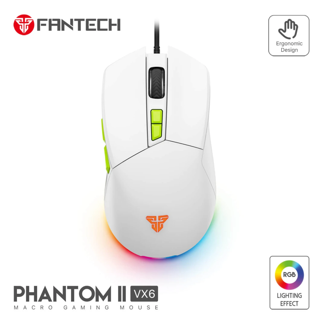 ماوس الألعاب فانتوم II VX6 من فانتيك - أبيض