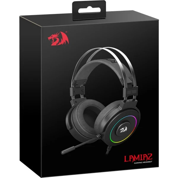 سماعة رأس REDRAGON Lamia H320-1 للألعاب بإضاءة خلفية RGB وسلكية 7.1 مع حامل