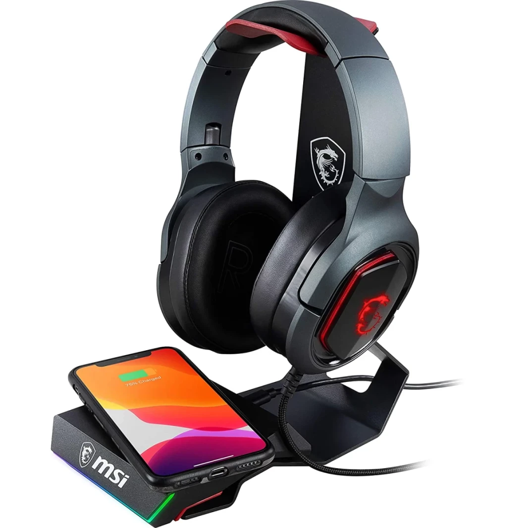 حامل سماعة الرأس وشاحن Qi من MSI IMMERSE HS01 COMBO