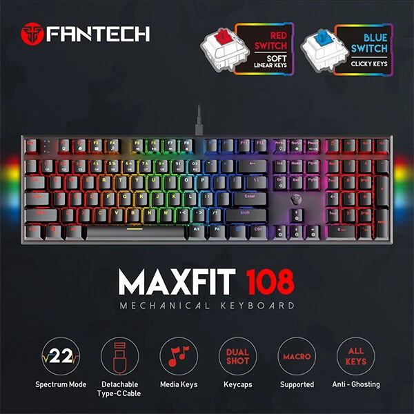 لوحة مفاتيح ميكانيكية FANTECH MAXFIT108 MK855 RGB
