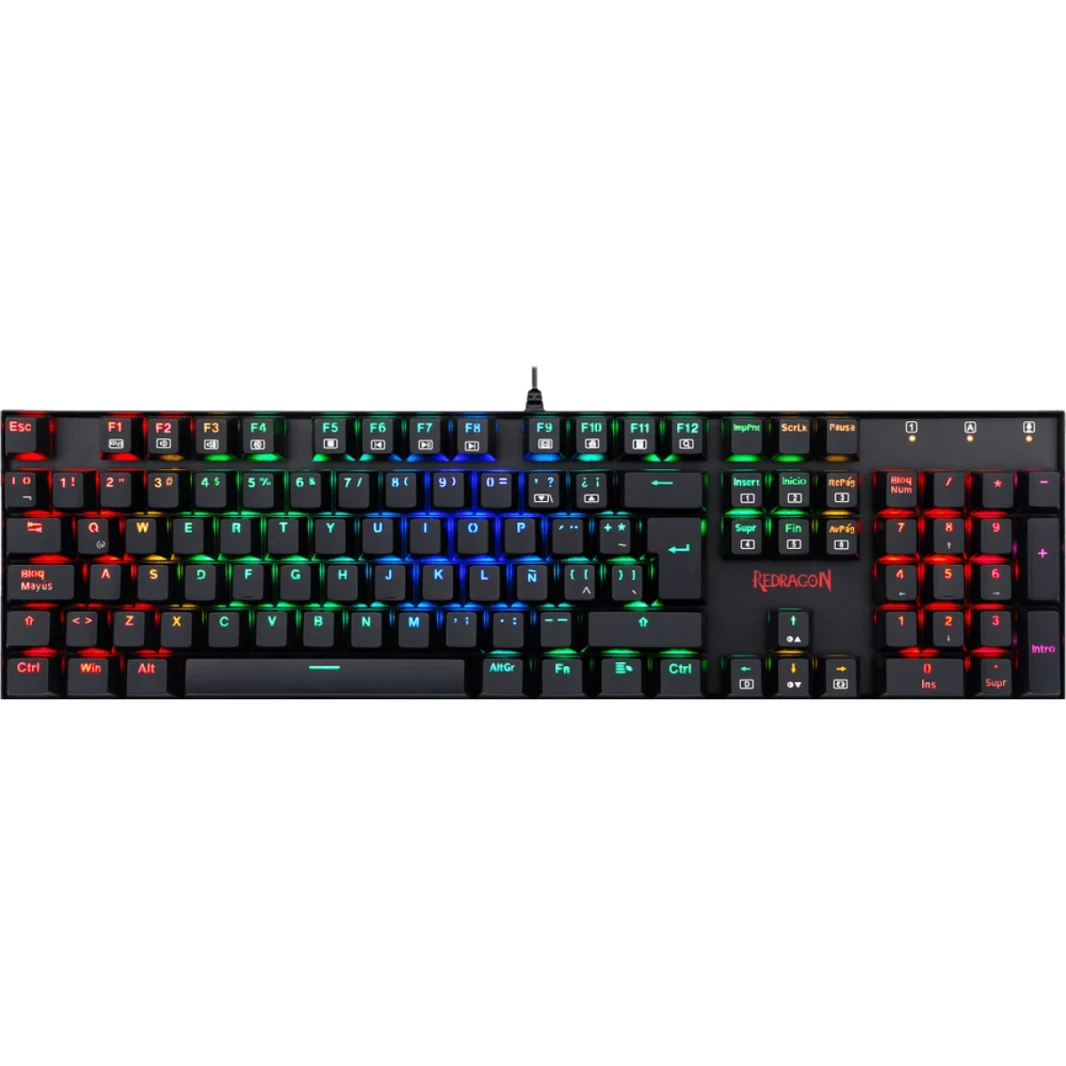 لوحة مفاتيح ميكانيكية Redragon MITRA K551-1 بإضاءة خلفية RGB ولوحة مفاتيح سلكية للألعاب - مفاتيح زرقاء