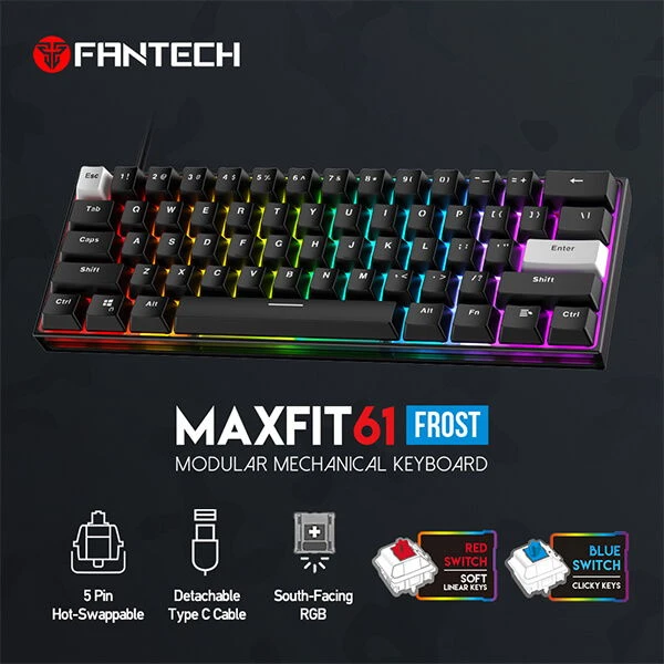 لوحة مفاتيح الألعاب الميكانيكية المعيارية FANTECH MAXFIT61 MK857 FROST RGB