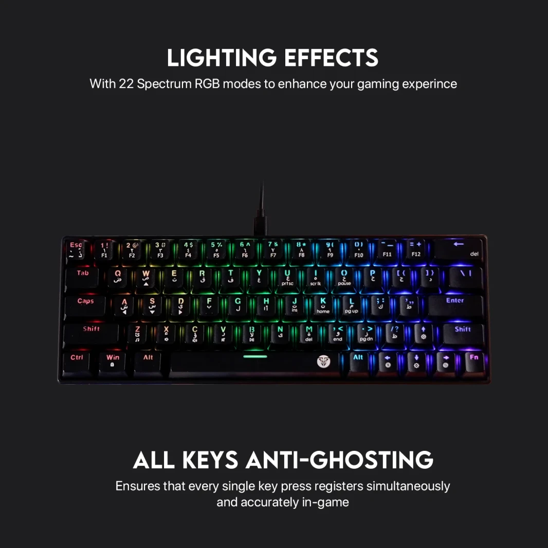 لوحة مفاتيح ميكانيكية Fantech Atom63 MK859 RGB باللغة العربية/الإنجليزية