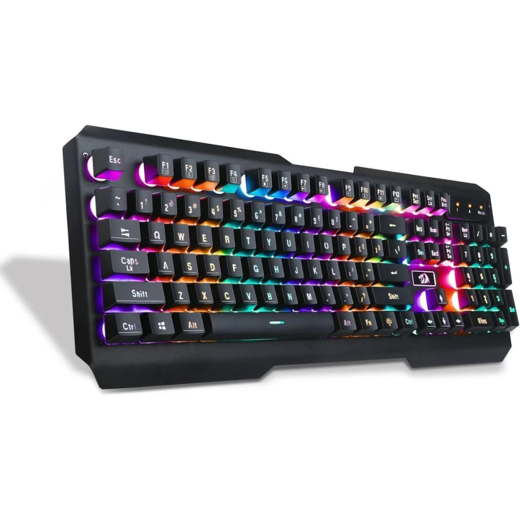 لوحة مفاتيح الألعاب Redragon K506 Centaur 2 ذات الإضاءة الخلفية بألوان قوس قزح والحجم الكامل ومفاتيح غشائية مخصصة (أسود)