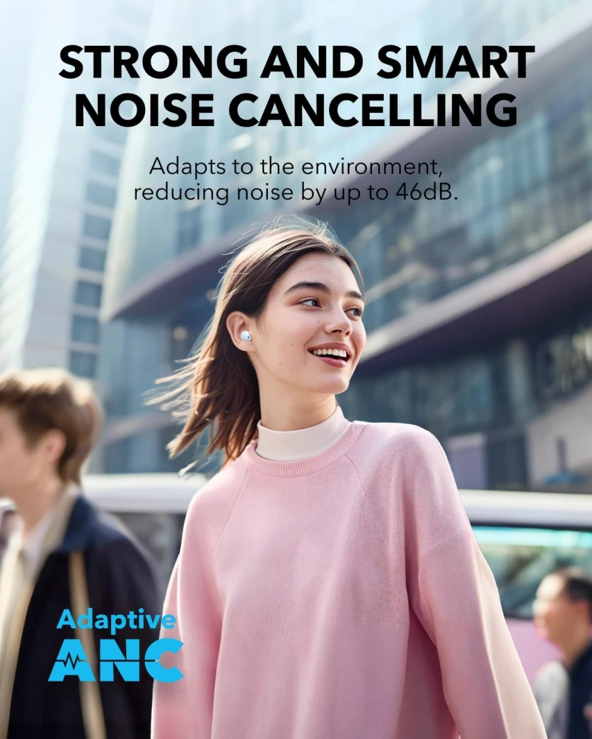 سماعات أذن Anker Soundcore A30i اللاسلكية بتصميم أنيق على شكل أحمر الشفاه وخاصية إلغاء الضوضاء - أزرق