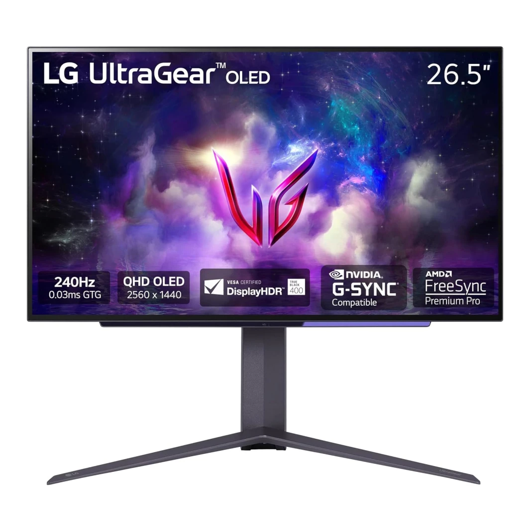 شاشة ألعاب LG 27GS95QE-B UltraGear™ OLED QHD مقاس 27 بوصة بمعدل تحديث 240 هرتز ووقت استجابة 0.03 مللي ثانية ومتوافقة مع G-SYNC DisplayHDR True Black 400