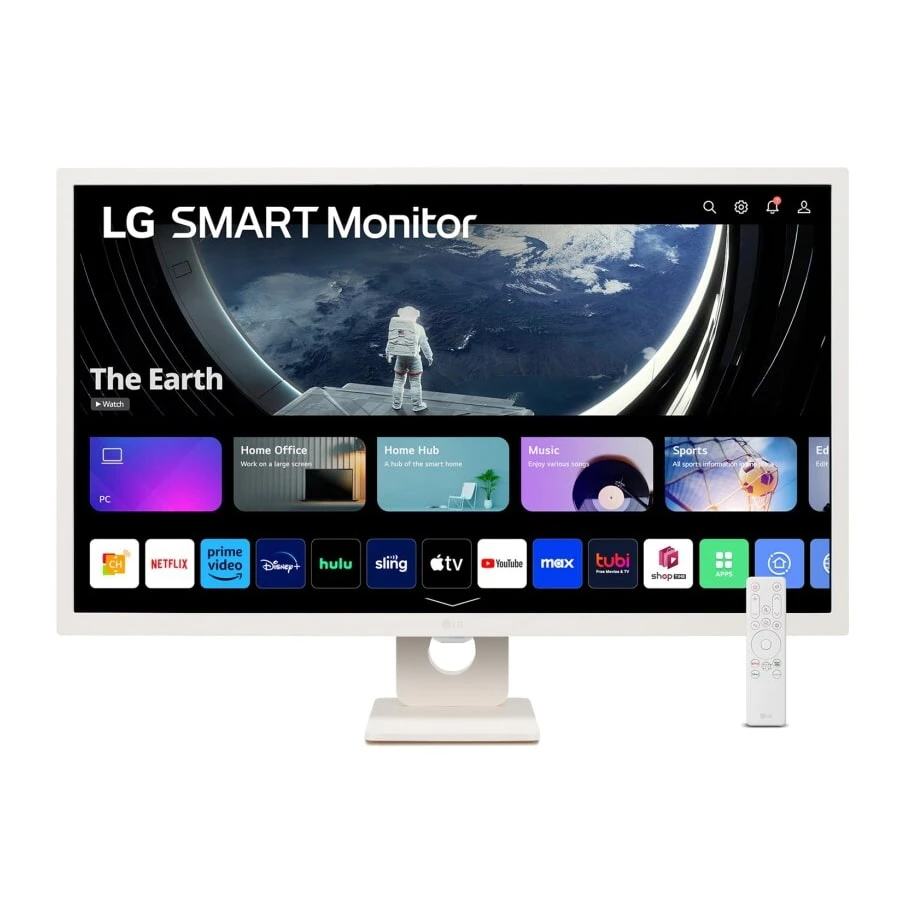 شاشة LG 27SR50F-W الذكية 27 بوصة FHD IPS MyView مع نظام التشغيل webOS ومكبرات صوت مدمجة
