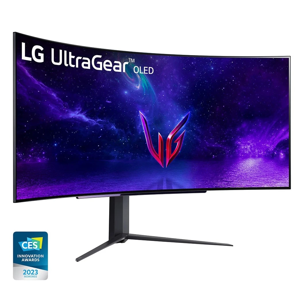 شاشة الألعاب المنحنية LG 45GR95QE-B UltraGear™ OLED مقاس 45 بوصة بدقة WQHD مع معدل تحديث 240 هرتز ووقت استجابة 0.03 مللي ثانية