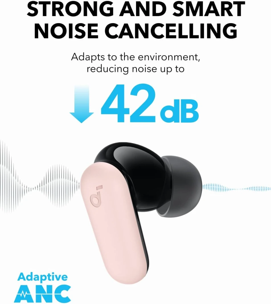 سماعات أذن Anker Soundcore R50i NC اللاسلكية بتقنية إلغاء الضوضاء - وردي