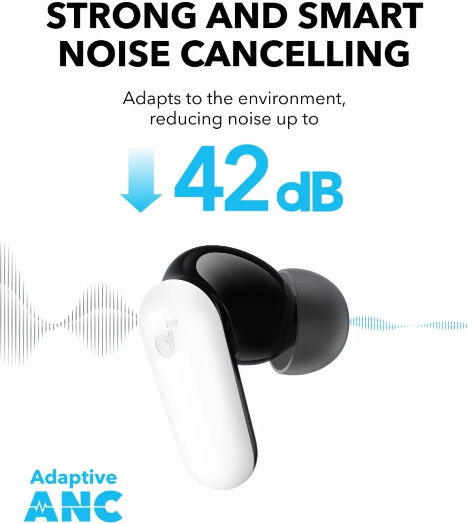 سماعات أذن Anker Soundcore R50i NC اللاسلكية بتقنية إلغاء الضوضاء - بيضاء