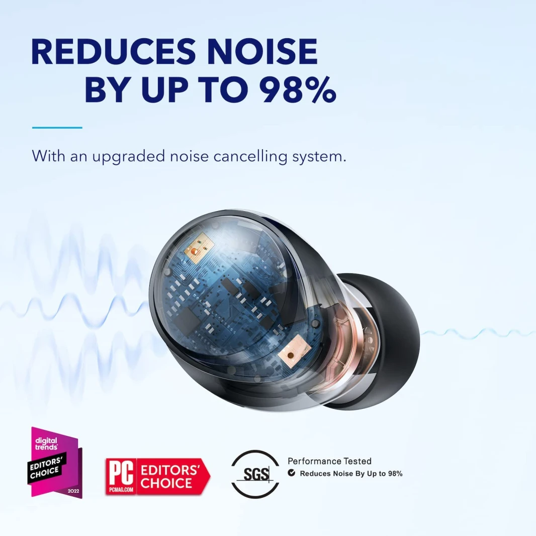 سماعات أذن Anker Soundcore Space A40 اللاسلكية القابلة للتعديل تلقائيًا مع خاصية إلغاء الضوضاء النشطة - أسود