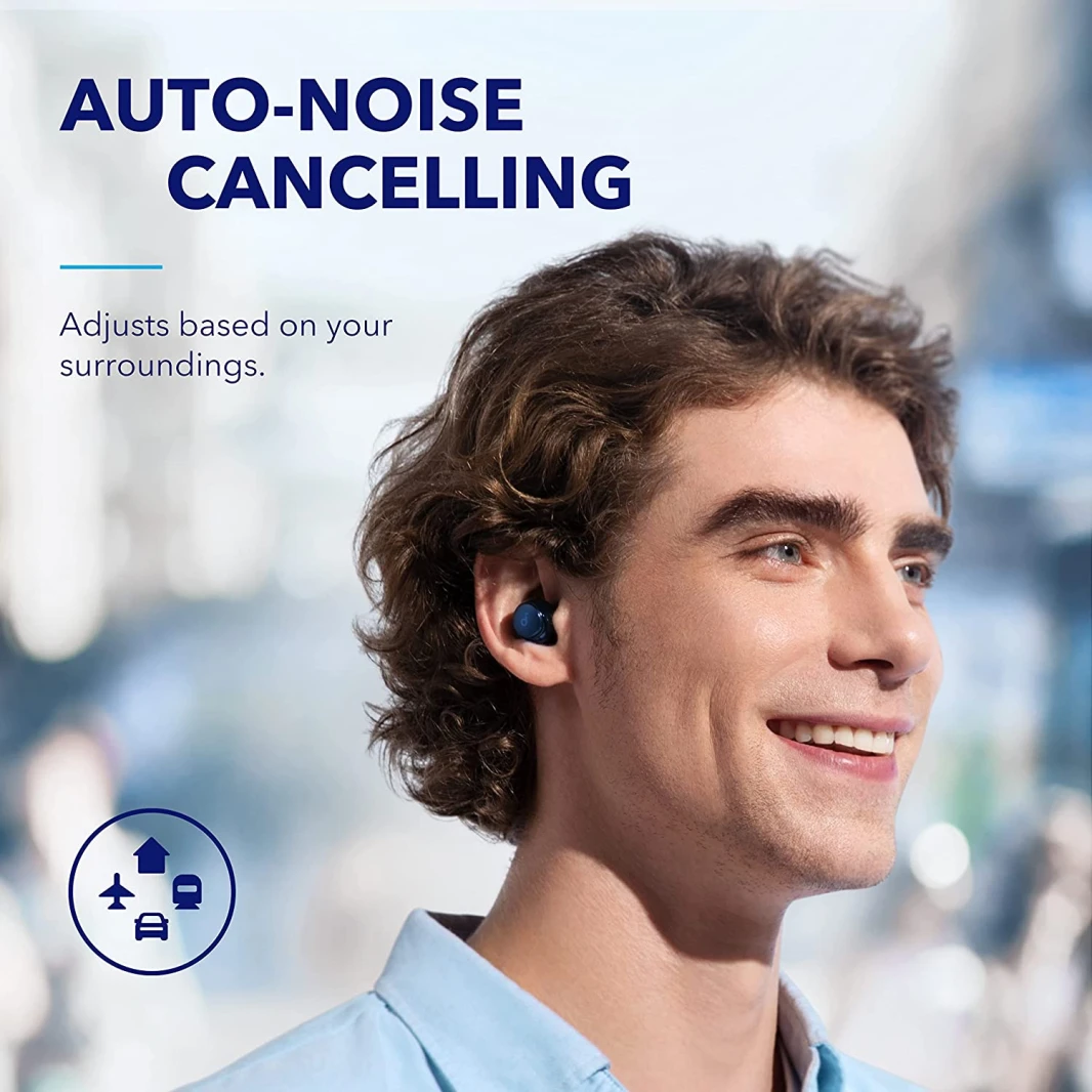سماعات أذن Anker Soundcore Space A40 اللاسلكية القابلة للتعديل تلقائيًا مع خاصية إلغاء الضوضاء النشطة - أزرق