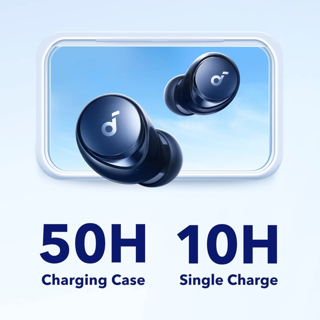 سماعات أذن Anker Soundcore Space A40 اللاسلكية القابلة للتعديل تلقائيًا مع خاصية إلغاء الضوضاء النشطة - أزرق