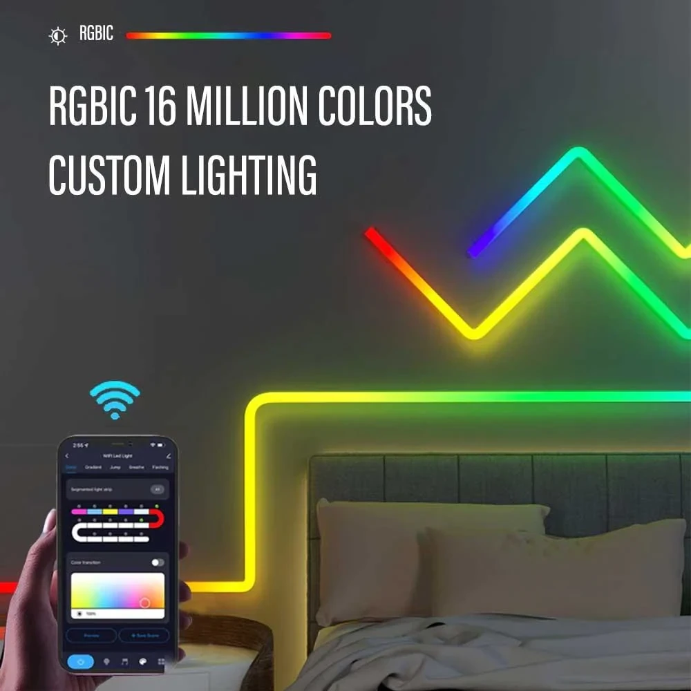 شريط إضاءة LED ذكي محيطي RGB واي فاي ذكي مع شريط إضاءة LED محيطي RGBIC Glide 4 قطع