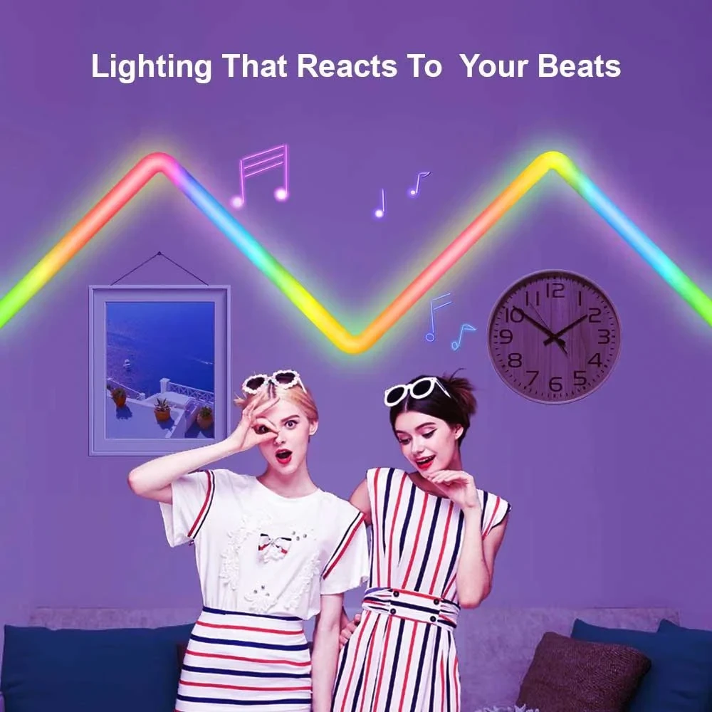 شريط إضاءة LED ذكي محيطي RGB واي فاي ذكي مع شريط إضاءة LED محيطي RGBIC Glide 4 قطع