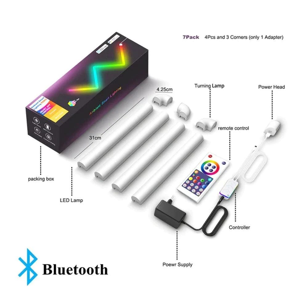 شريط إضاءة LED ذكي محيطي RGB واي فاي ذكي مع شريط إضاءة LED محيطي RGBIC Glide 4 قطع