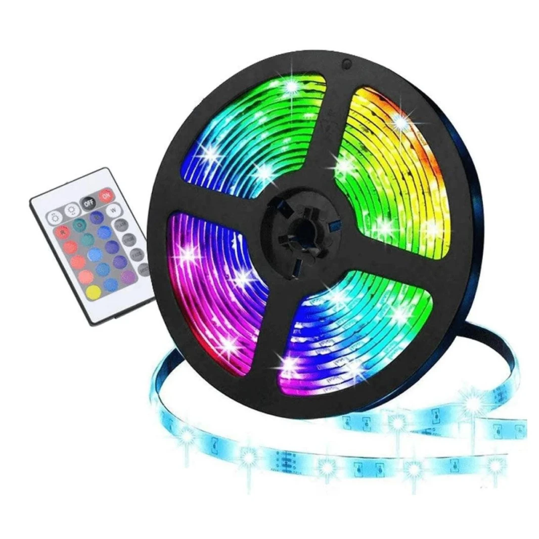 شريط إضاءة LED ذكي Aurora-X RGB (10 أمتار) مع جهاز تحكم عن بعد، لاصق ذاتي مع 16 تغييرًا للألوان