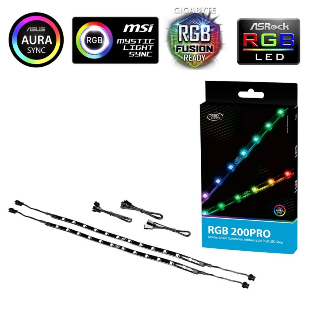 مجموعة إضاءة LED مغناطيسية قابلة للعنونة بألوان RGB 200 PRO من Deepcool (Argb)