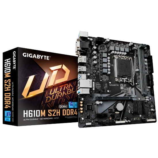 لوحة أم GIGABYTE H610M S2H DDR4 Intel من الجيل الثاني عشر مع فتحة M.2 PCIe 4.0 واحدة