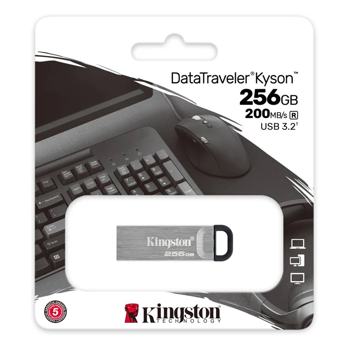 محرك أقراص فلاش معدني Kingston DataTraveler Kyson USB 3.2 Gen 1 بسعة 256 جيجابايت (DTKN/256GB)
