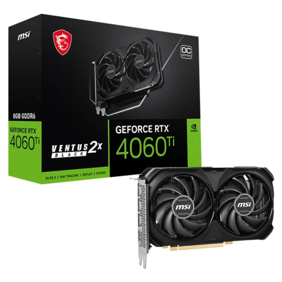 MSI Sleek Power: بطاقة رسوميات GeForce RTX 4060 Ti VENTUS 2X BLACK 8GB OC GDDR6