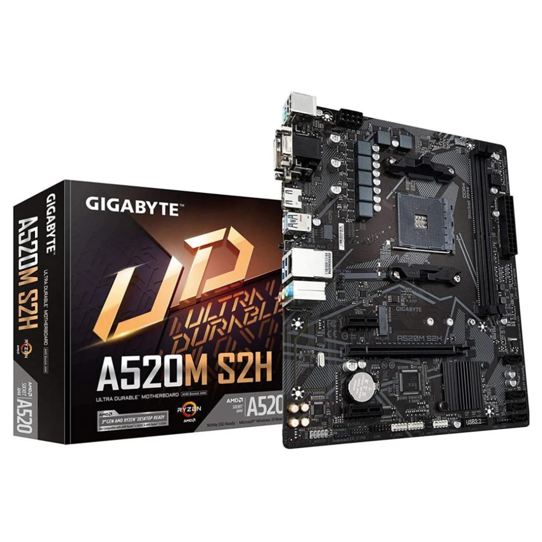 GIGABYTE A520M S2H: لوحة أم mATX، معالجات AMD RYZEN، AM4/DDR4/PCIe 3.0/1xM.2