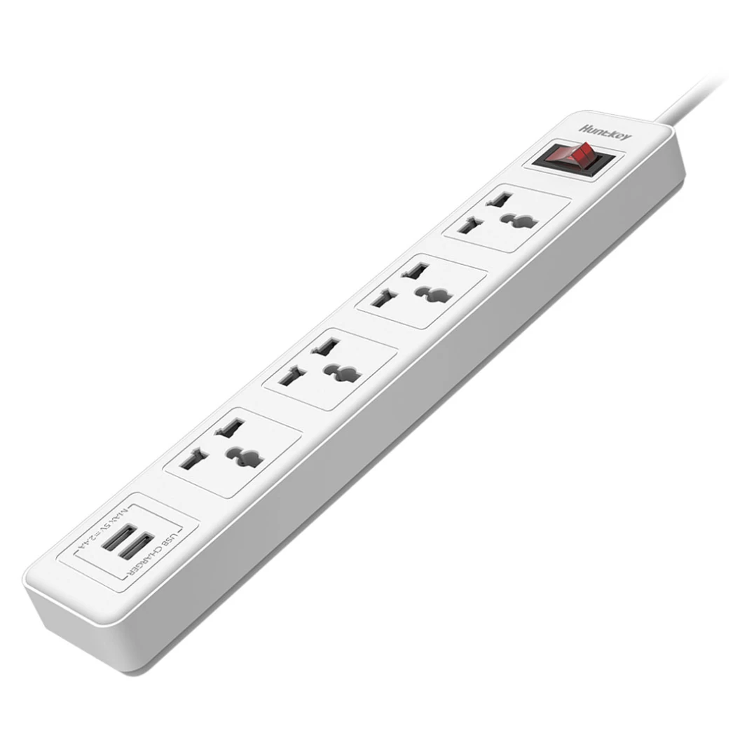 شريط طاقة هانتكي 4 منافذ ومنفذين USB بطول 3 أمتار (SSZ507)