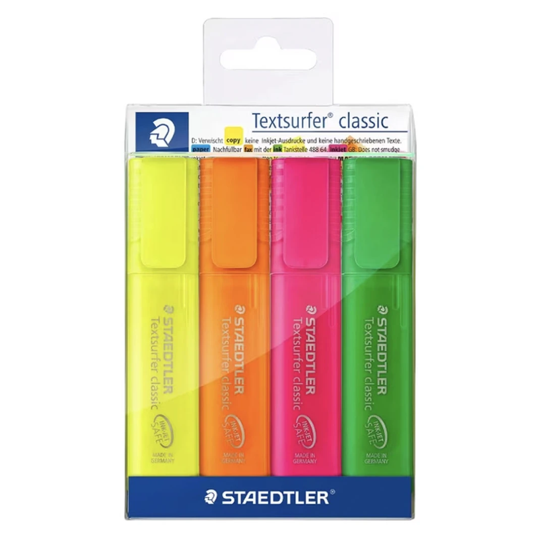 مجموعة أقلام التحديد الملونة Staedtler Textsurfer Rainbow من 4 قطع متنوعة