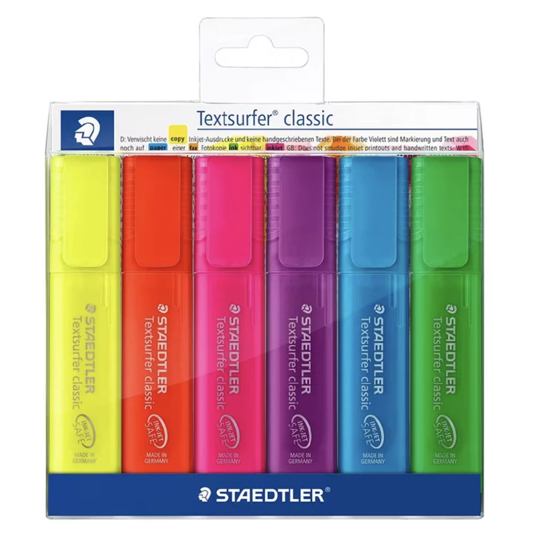 مجموعة أقلام التحديد الملونة Staedtler Textsurfer Rainbow من 6 قطع متنوعة
