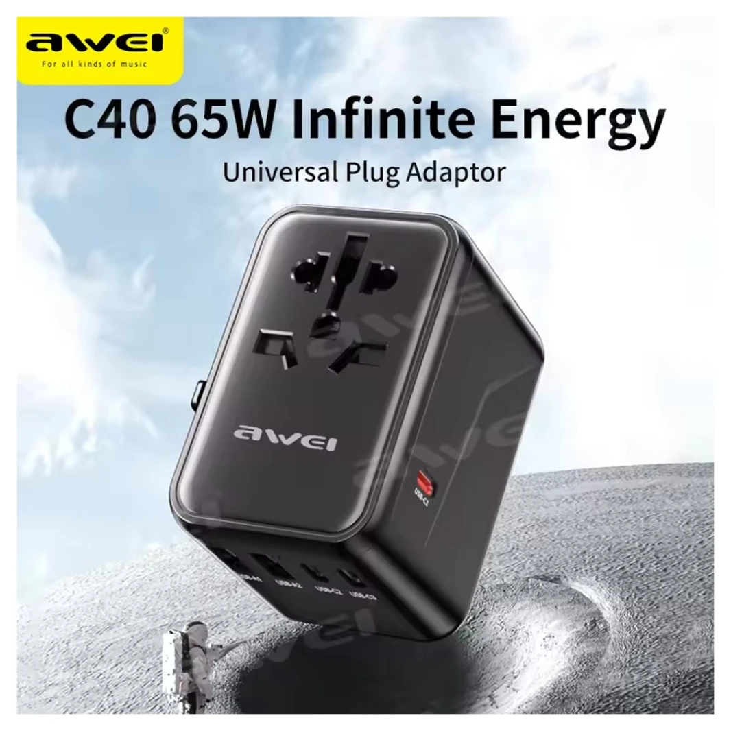 Awei C-40 Worldplug Usb C 65W Electrical Universal Plug Adaptor