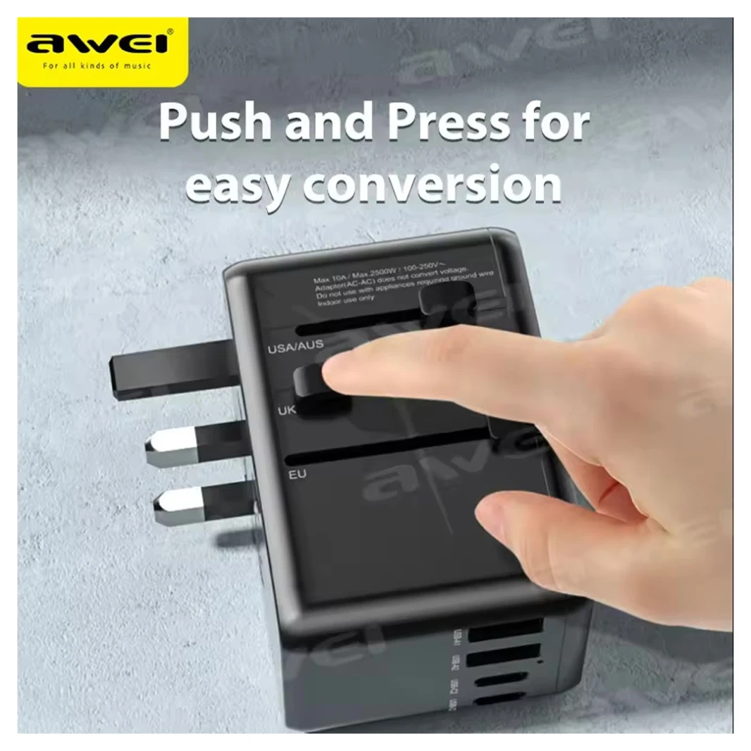 Awei C-40 Worldplug Usb C 65W Electrical Universal Plug Adaptor