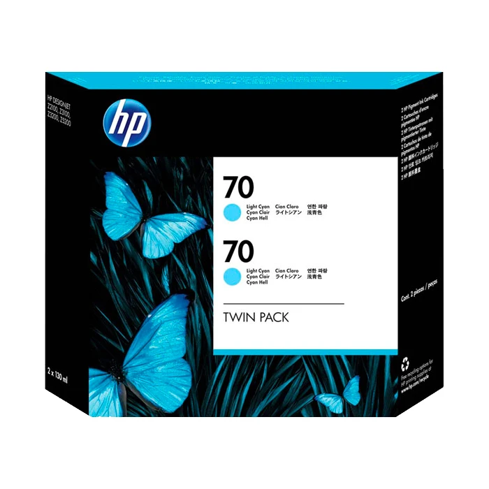 خرطوشة حبر HP 70 Light Cyan الأصلية (CB351A) عبوة من قطعتين