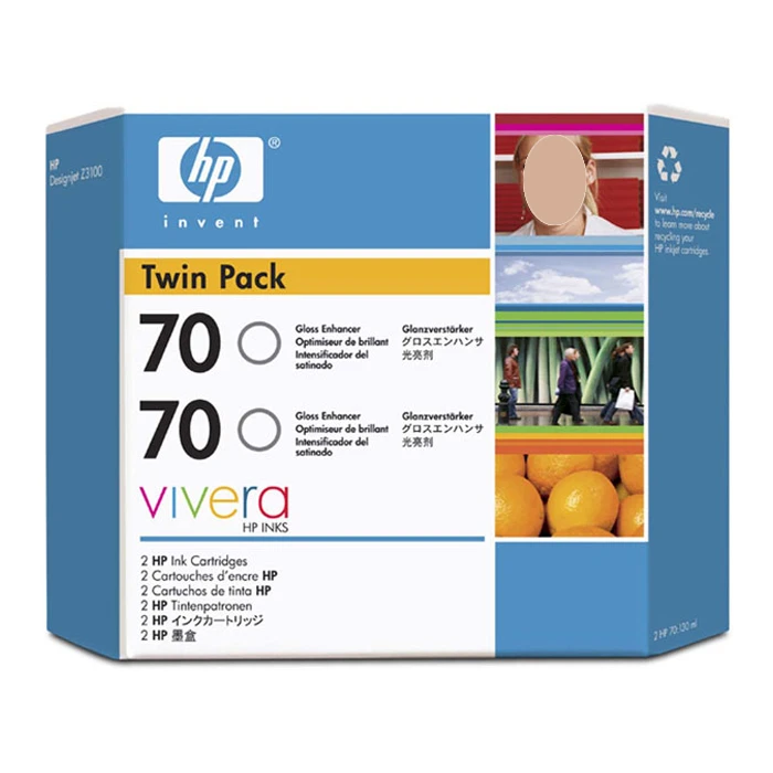 خرطوشة حبر HP 70 Gloss Enhancer الأصلية (CB350A) عبوة من قطعتين