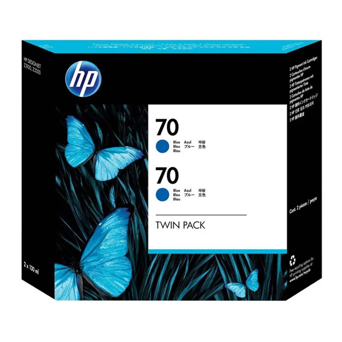 حبر HP 70 الأصلية باللون الأزرق (CB349A) عبوتان