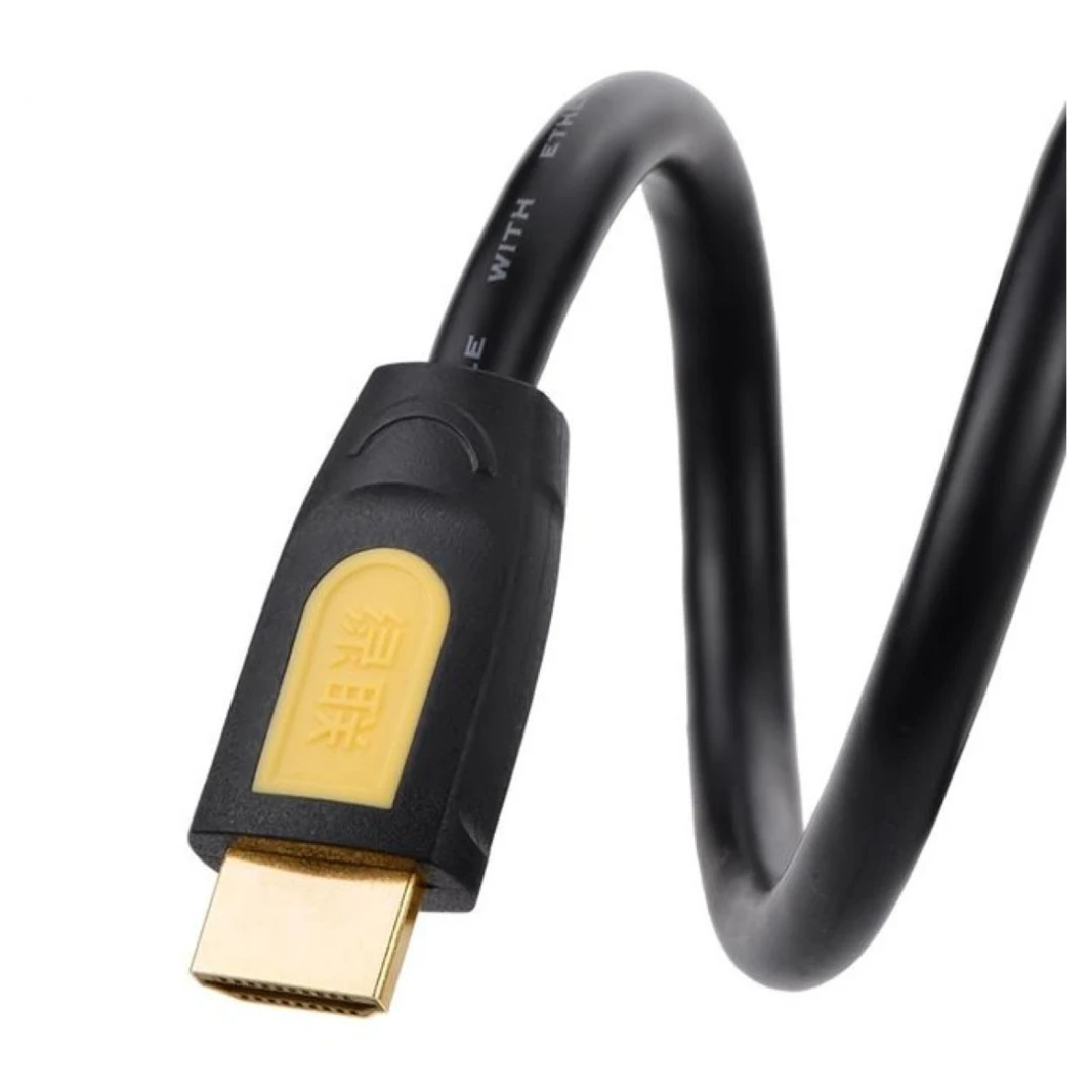 كابل HDMI دائري من UGREEN HD101 بطول 5 أمتار - أصفر وأسود - كابل HDMI دائري بطول قياسي لتطبيقات متنوعة