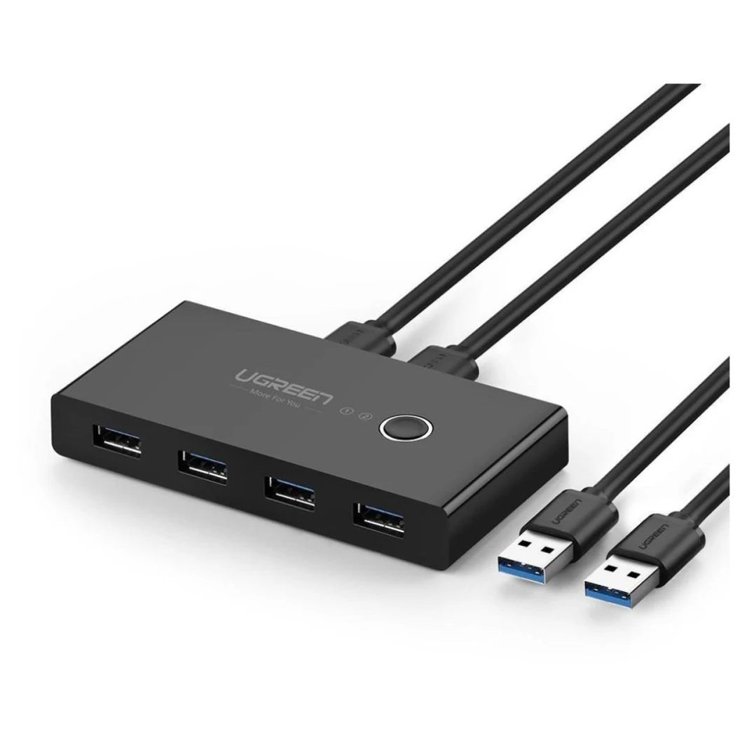 صندوق مشاركة USB 3.0 UGREEN US216 2 في 4 مخرج: يشارك جهاز USB واحد مع ما يصل إلى أربعة أجهزة كمبيوتر أو أجهزة كمبيوتر محمولة.