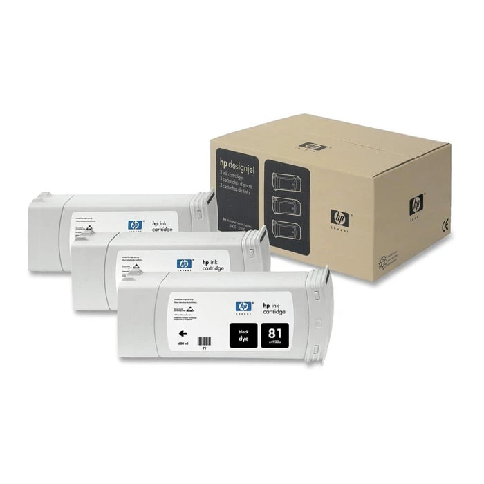 خرطوشة حبر أصلية سوداء HP 81 (C5066A) - عبوة من 3 قطع