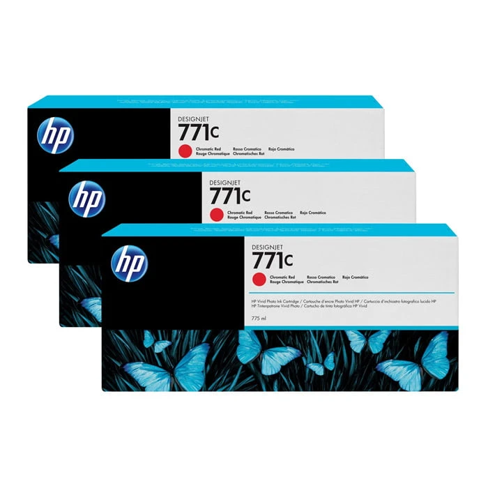 HP 771C Chromatic Red Original Ink Cartridge (B6Y32A) 3 Pack