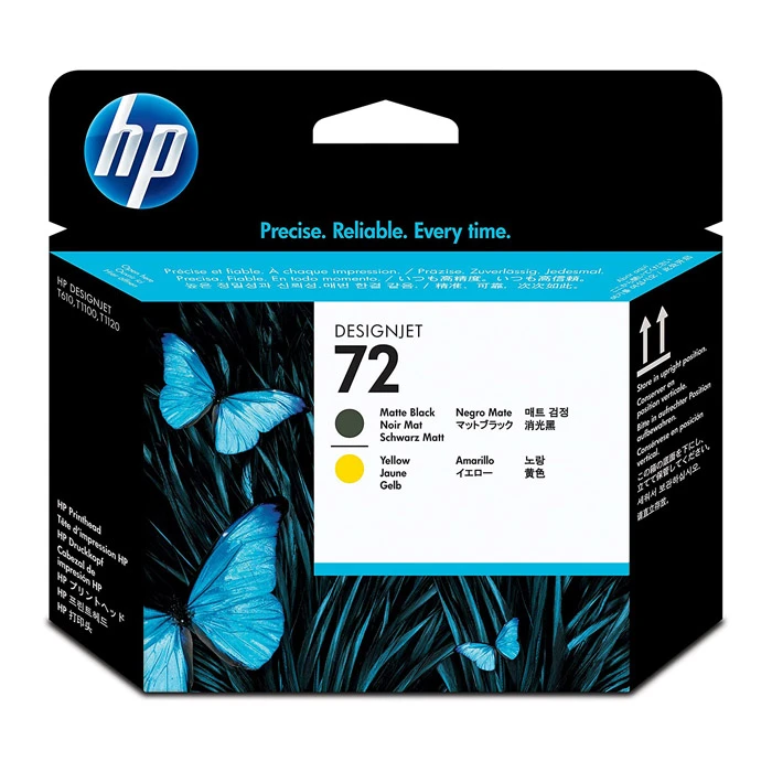 وحدة خرطوشة الطباعة الأصلية HP 72 باللونين الأسود والأصفر غير اللامع (C9384A)