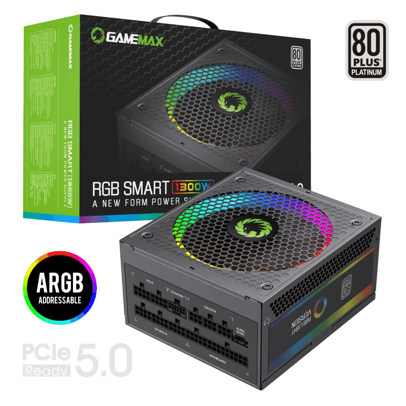 مزود الطاقة GAMEMAX RGB-1300 (ATX3.0 PCIe5.0) بقوة 1300 واط