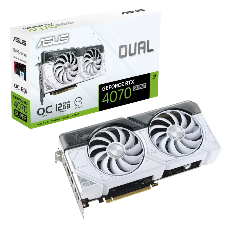 بطاقة الرسوميات ASUS Dual GeForce RTX™ 4070 SUPER White OC Edition 12GB GDDR6X
