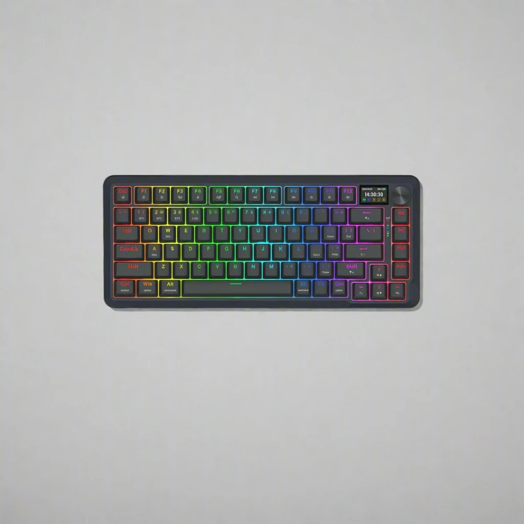 لوحة مفاتيح ميكانيكية Redragon K708 Pro 75% لاسلكية/BT RGB مع شاشة LCD