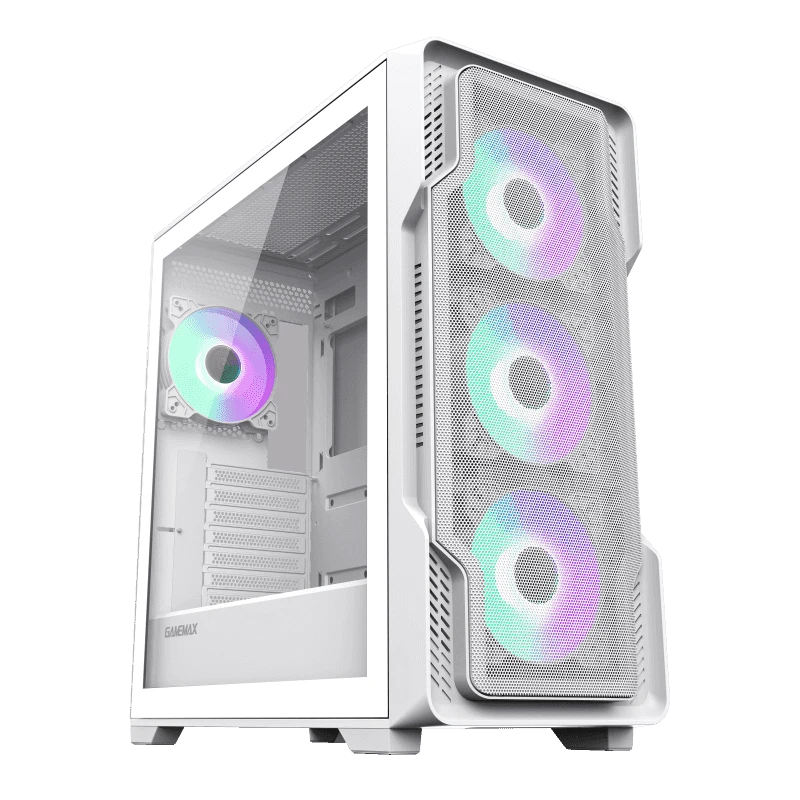 حقيبة ألعاب GameMax Siege White E-ATX متوسطة الحجم