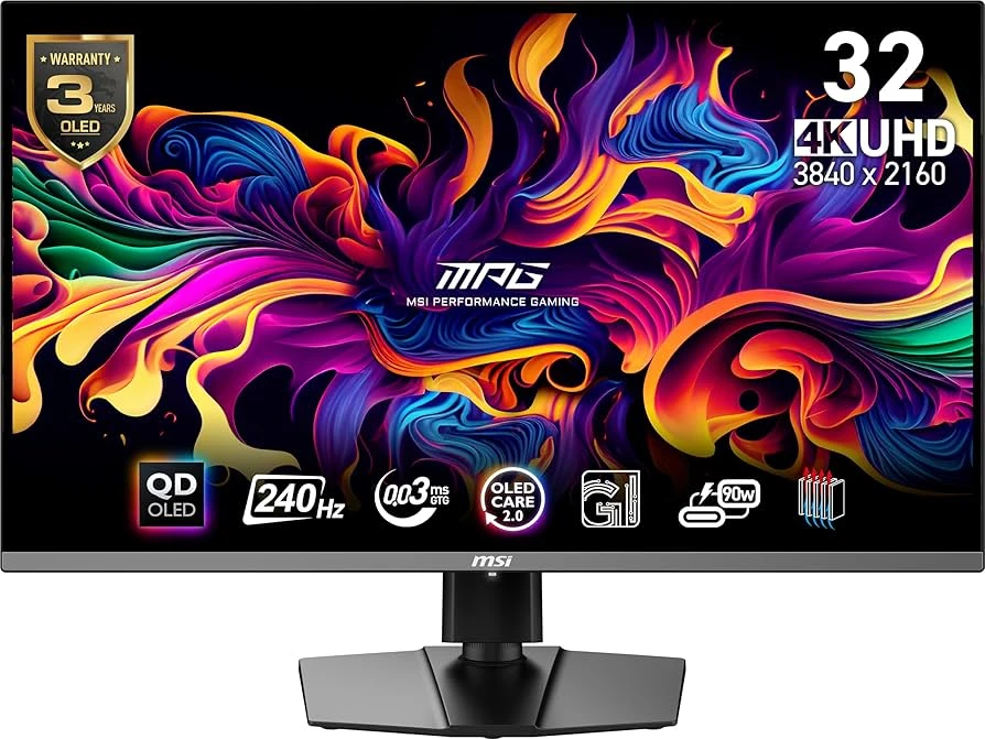 MSI MPG 321URX QD-OLED 32" 4K UHD Quantum Dot OLED Technology  0.03ms 240Hz True Black HDR Gaming Monitor
