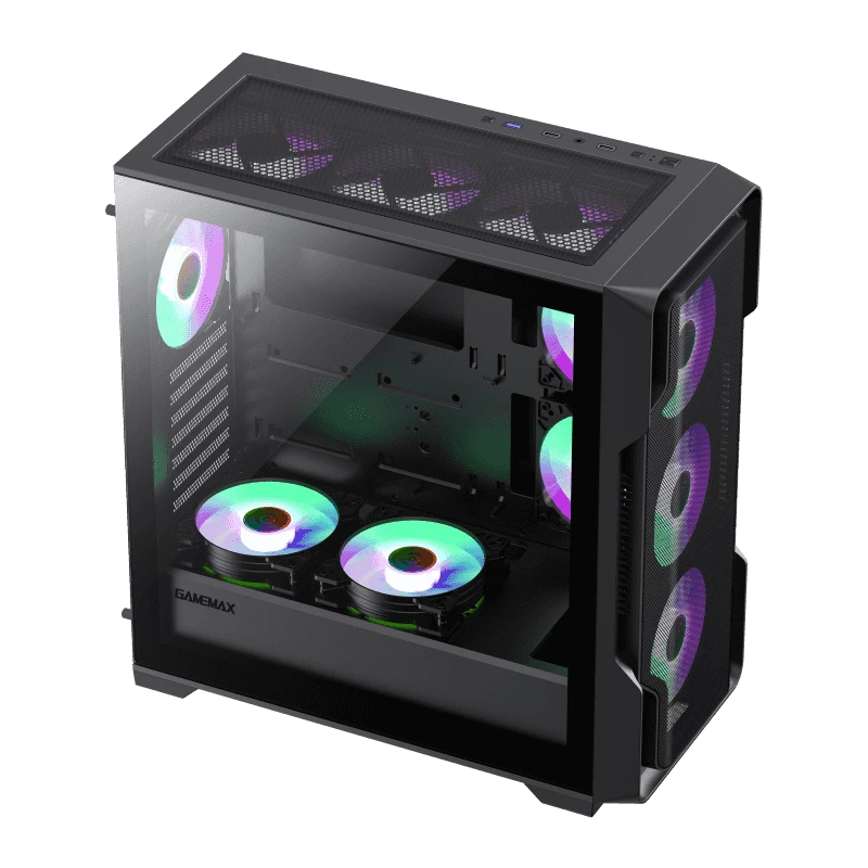 حقيبة ألعاب GameMax Siege Black E-ATX متوسطة الحجم