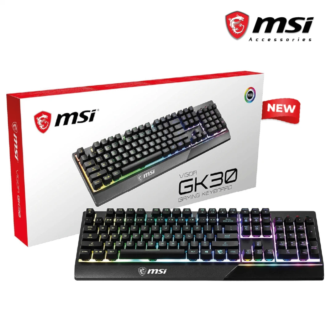 لوحة مفاتيح الألعاب MSI Vigor GK30 RGB ذات الإضاءة RGB ذات 6 مناطق
