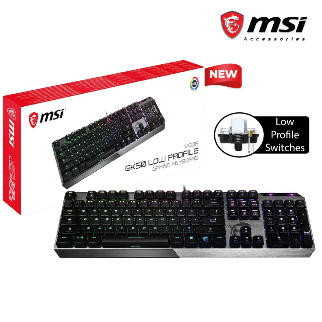 لوحة مفاتيح الألعاب الميكانيكية MSI Vigor GK50 ذات التصميم المنخفض RGB