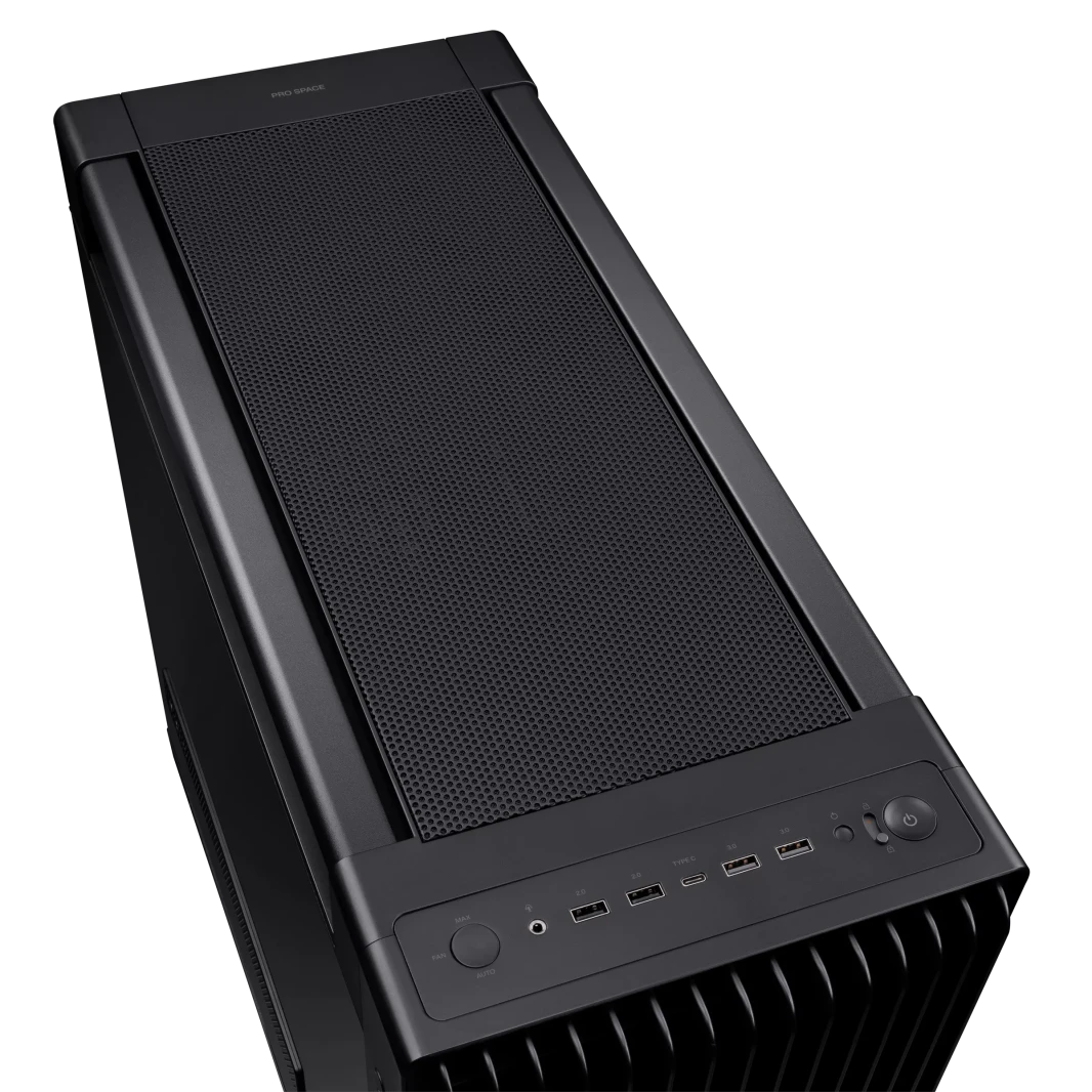 ASUS ProArt PA602 E-ATX، حامل مبرد مقاس 420 مم، وعلبة ألعاب مثبتة مسبقًا مقاس 140 مم وعلبتان مقاس 200 مم